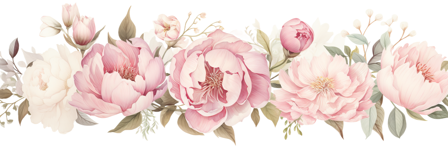 Pink Peony Border Flat Notes