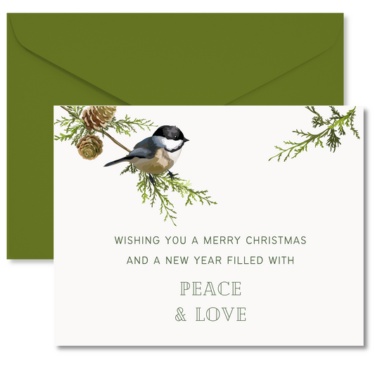 Chickadee on Pine Branch Note Cards