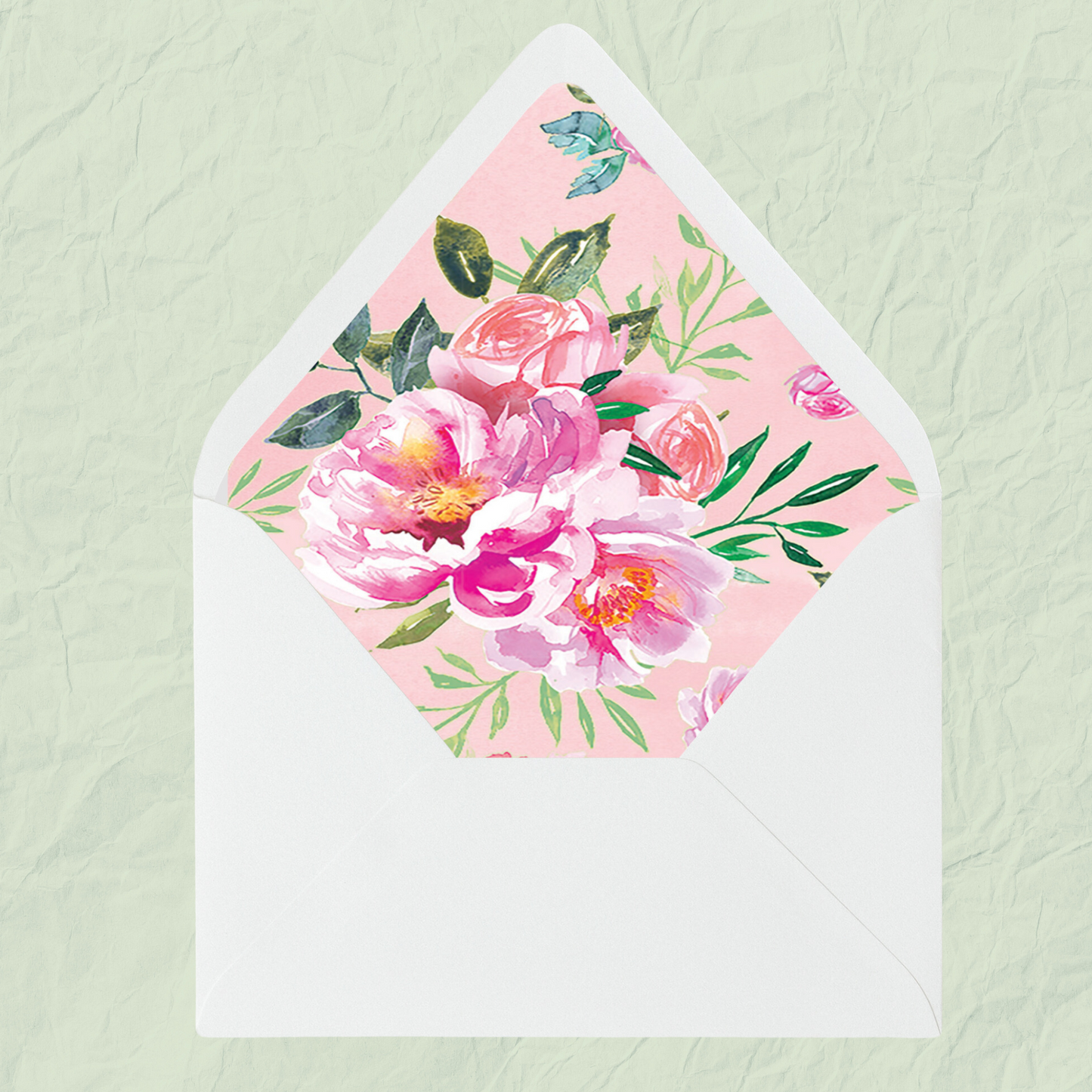 Printed Watercolor Pink Roses Patterned Envelope Liners