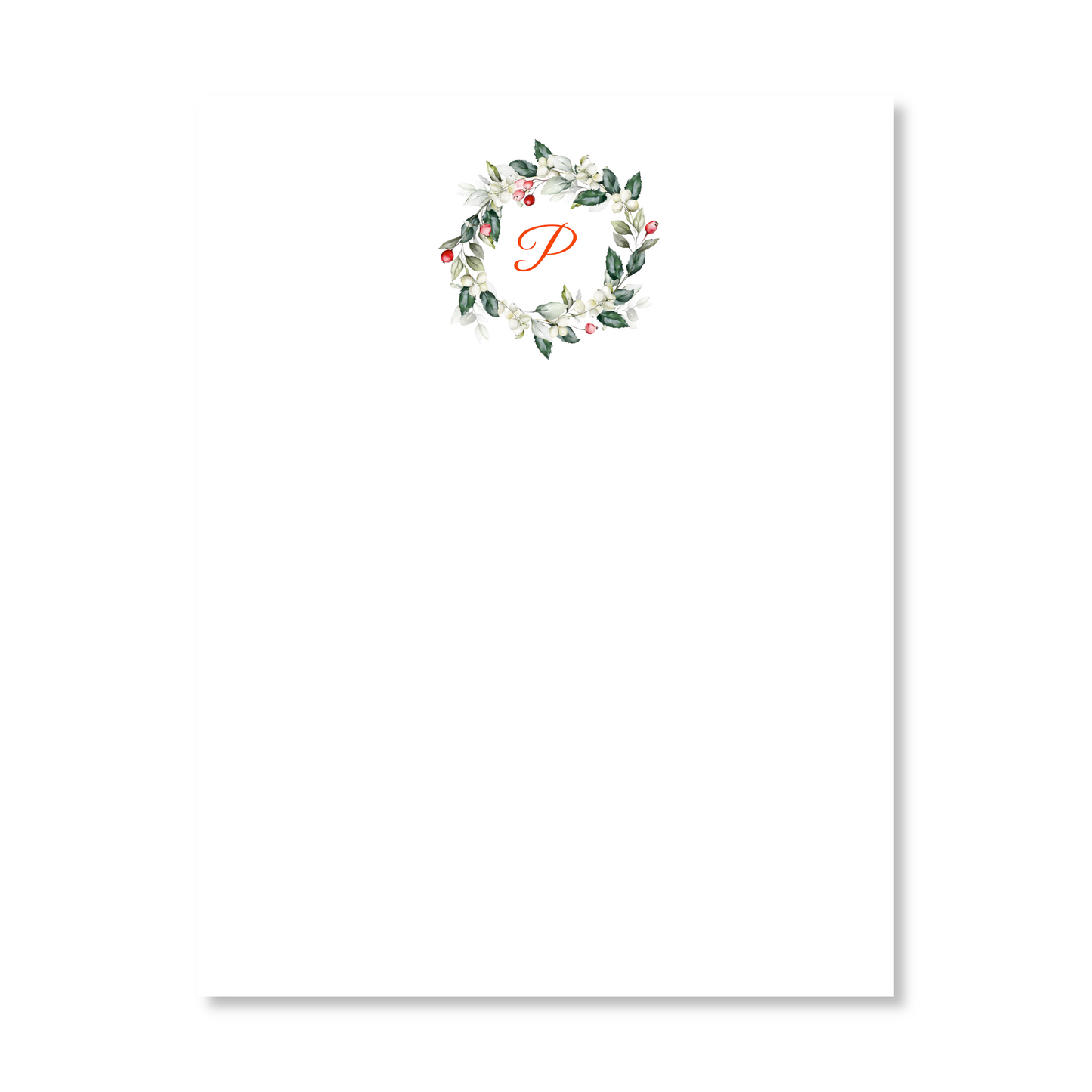 Holly Wreath Monogrammed Note Pad