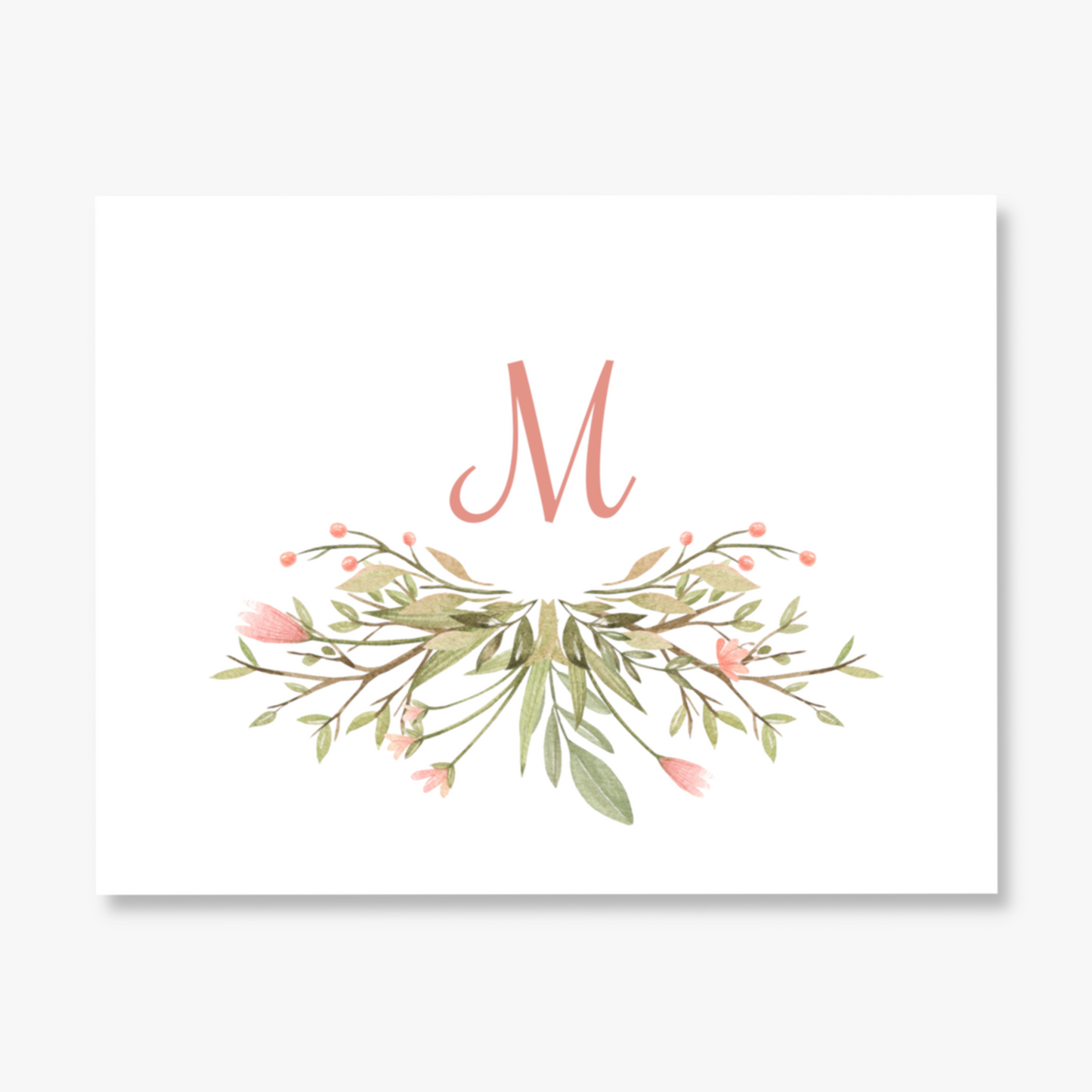 Floral Swag Monogram Note Cards