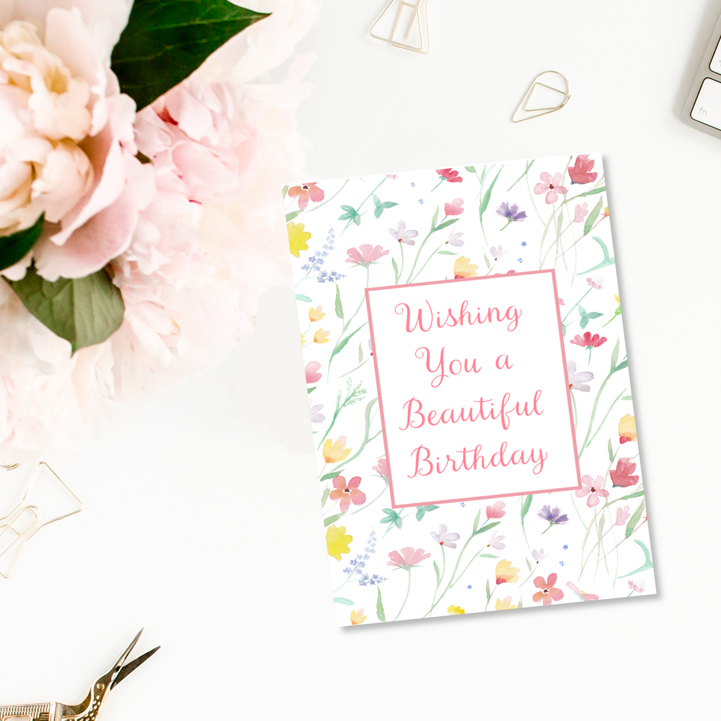 Wildflower Meadow Watercolor Birthday Greeting Card | Envelope Included