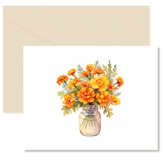 Marigolds in Jar Note Cards