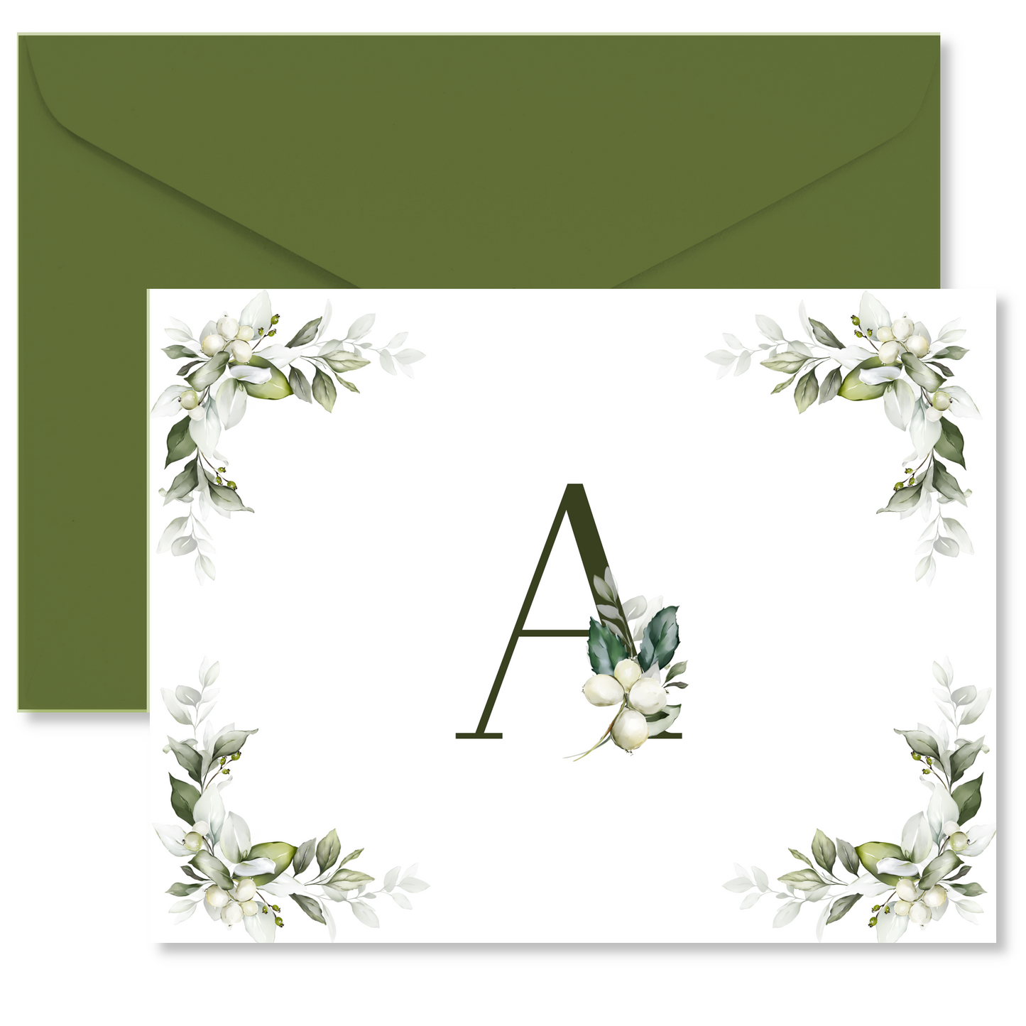 White Holly Monogram Holiday Notes