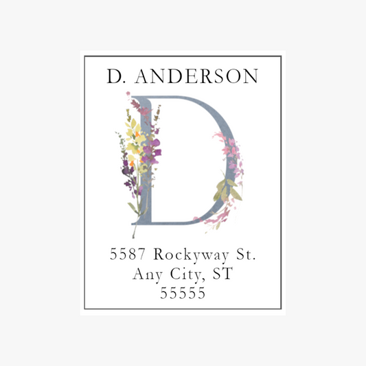 Watercolor Floral Monogram Printed Return Address Labels