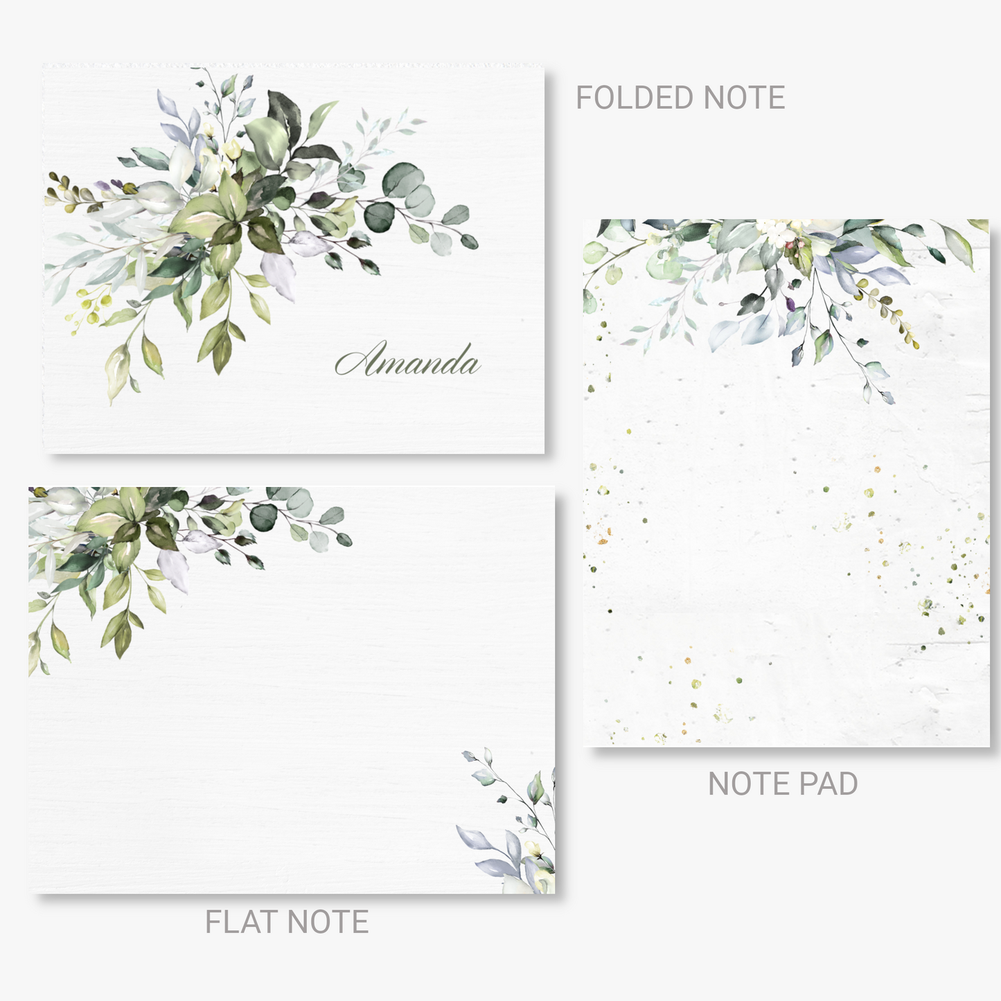 Lush Watercolor Greenery Stationery Set