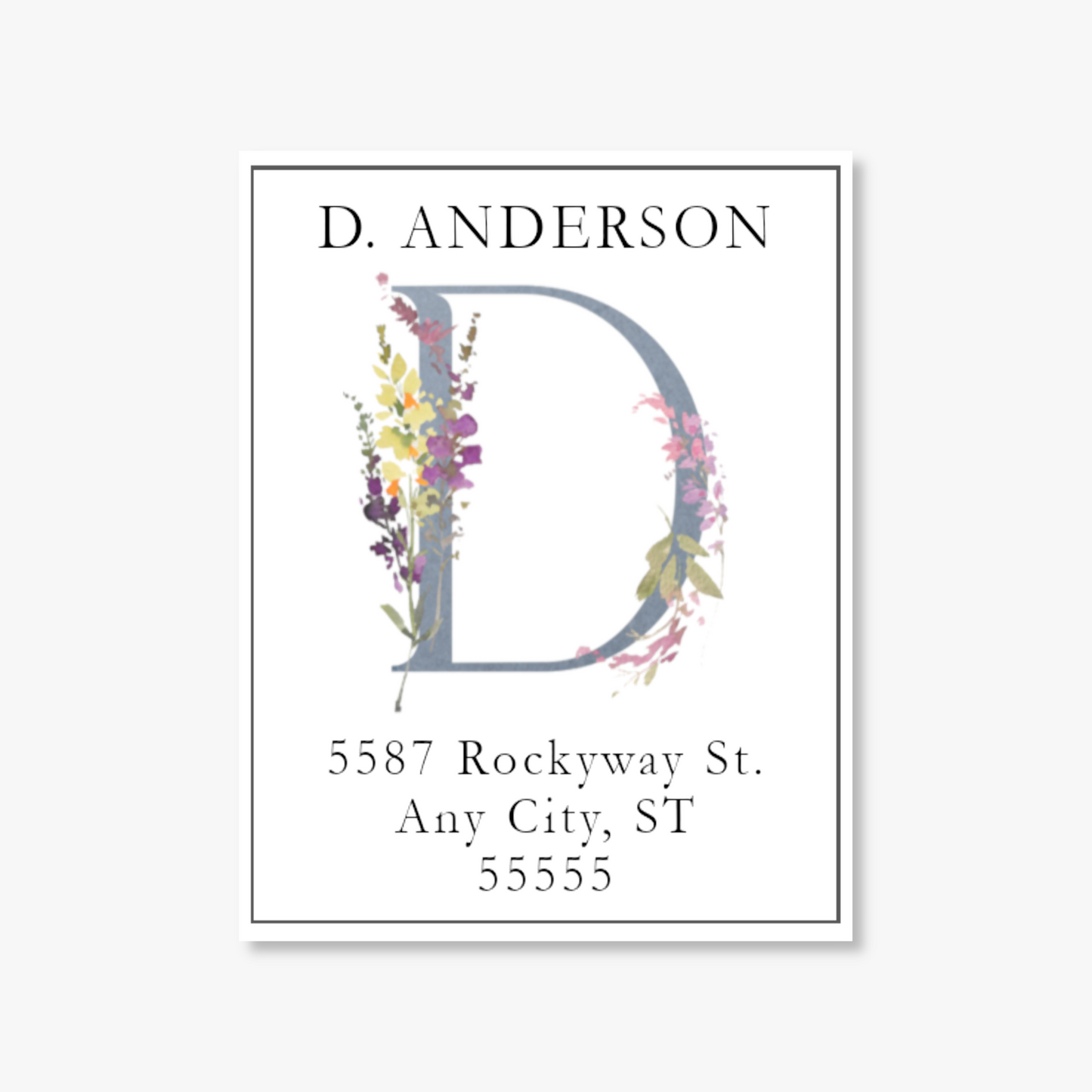 Floral Initial Return Address Labels