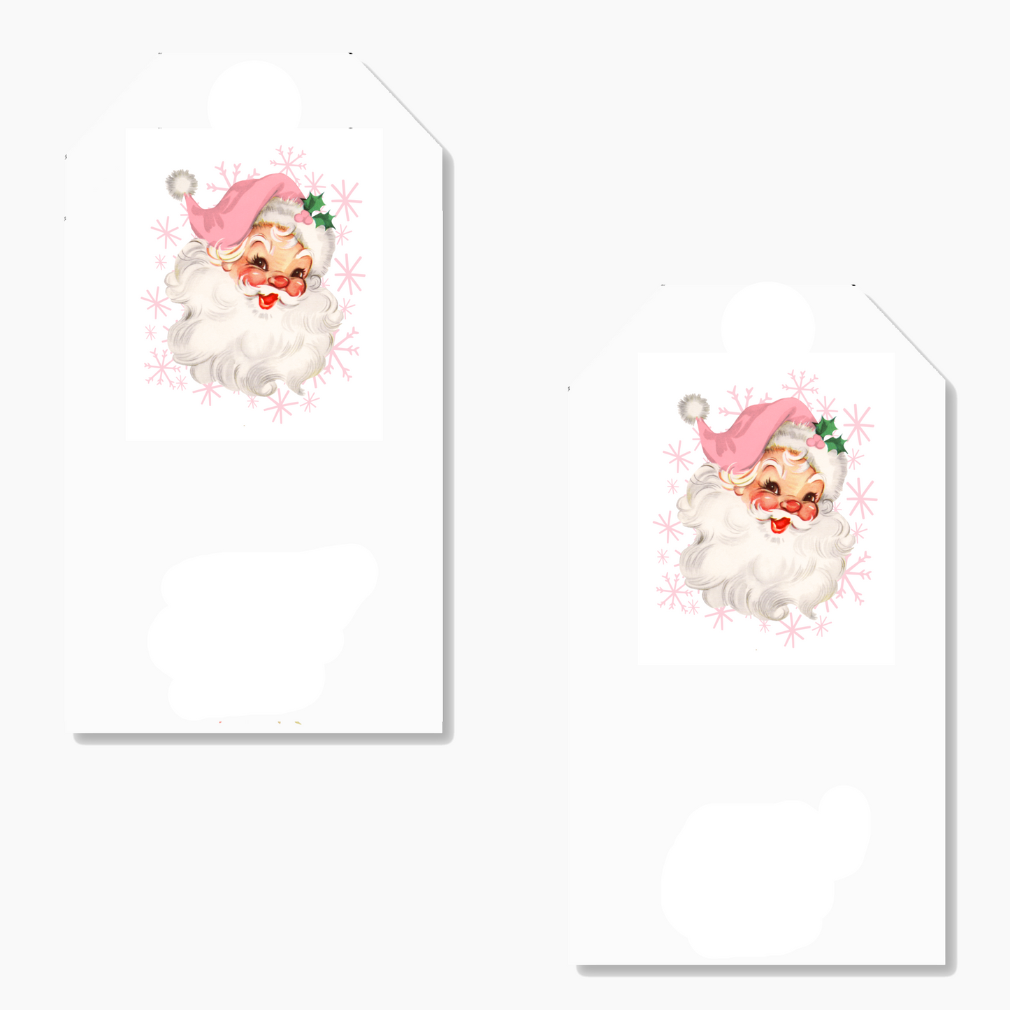 Pink Santa Face Printed Gift Tags