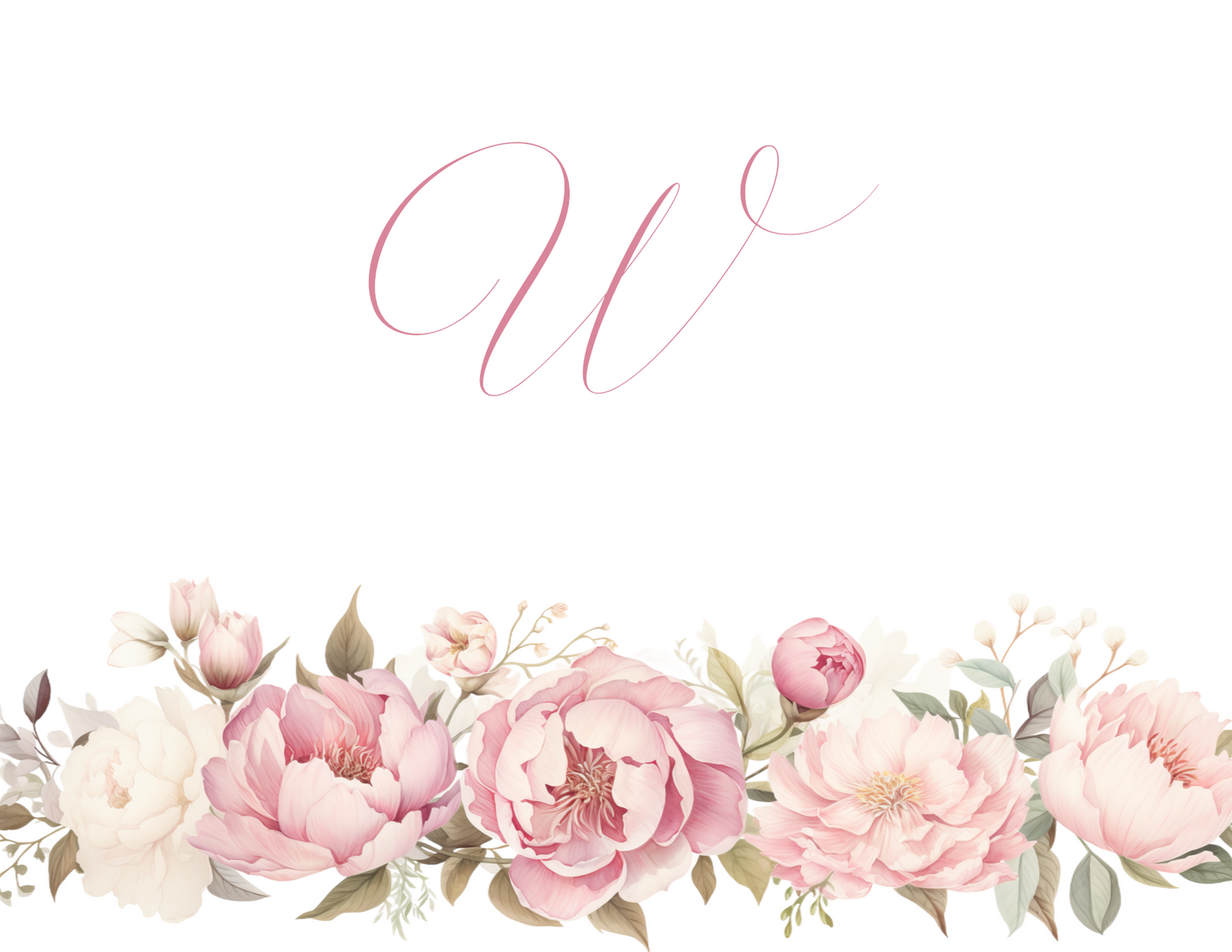 Peony Border Monogram Note Cards