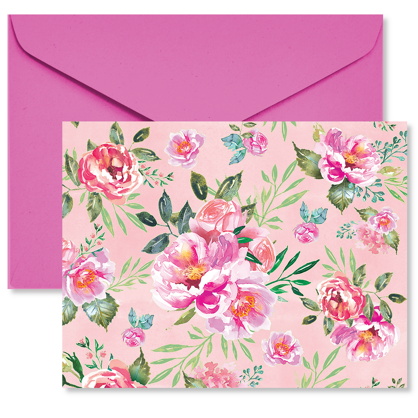 Pink Roses Pattern Note Cards