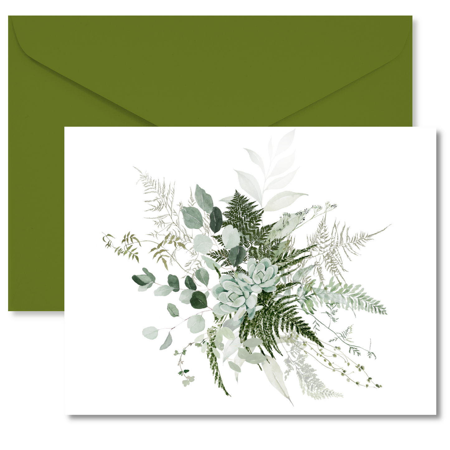 Fern and Succulent Bouquet Note Cards