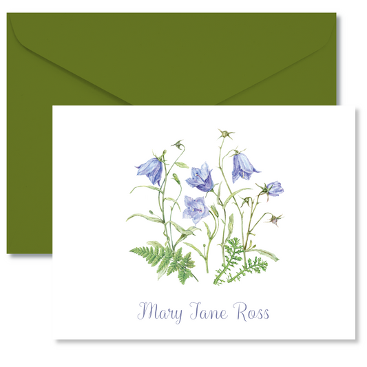 Watercolor Bellflower Personalized Thank You Note Cards