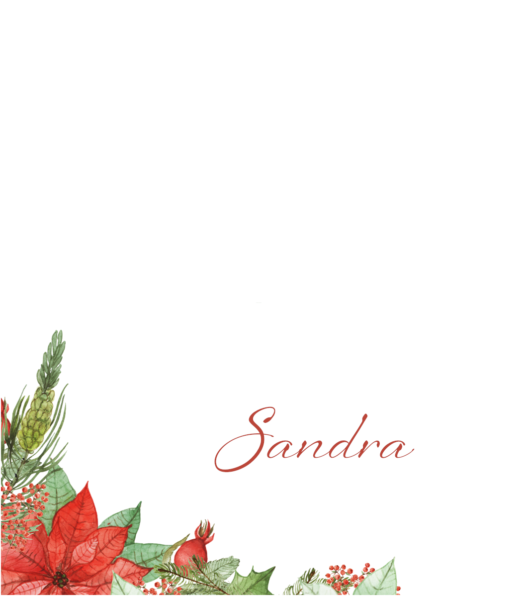 Red Poinsettia Printed Place Cards