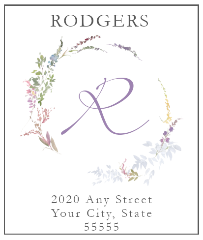 Meadow Floral Wreath Monogrammed Return Address Labels