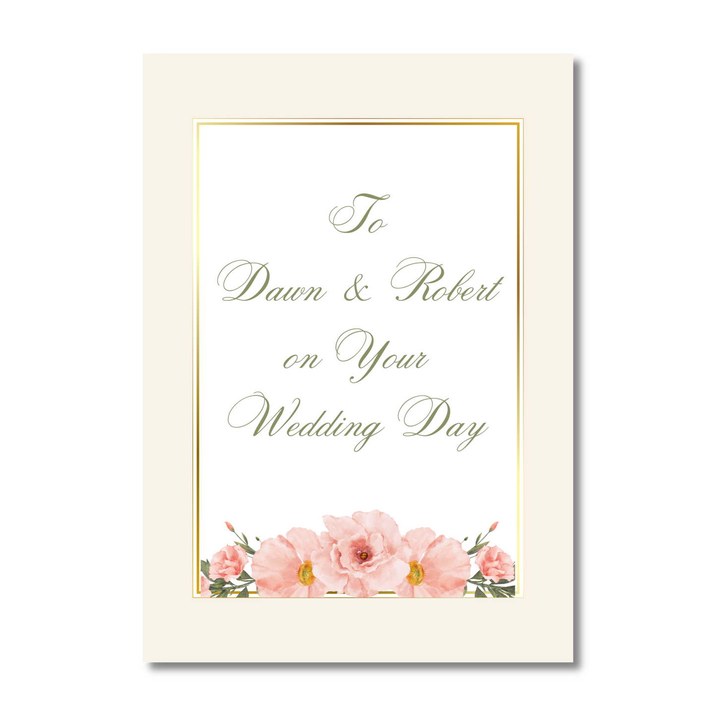 Personalized Rose Floral Wedding Day Card