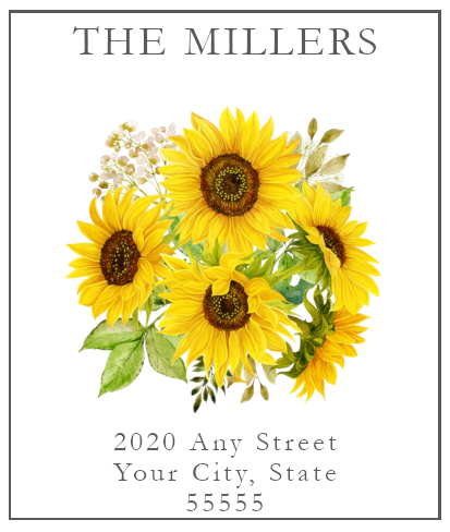 Bold Yellow Sunflower Printed Return Address Label