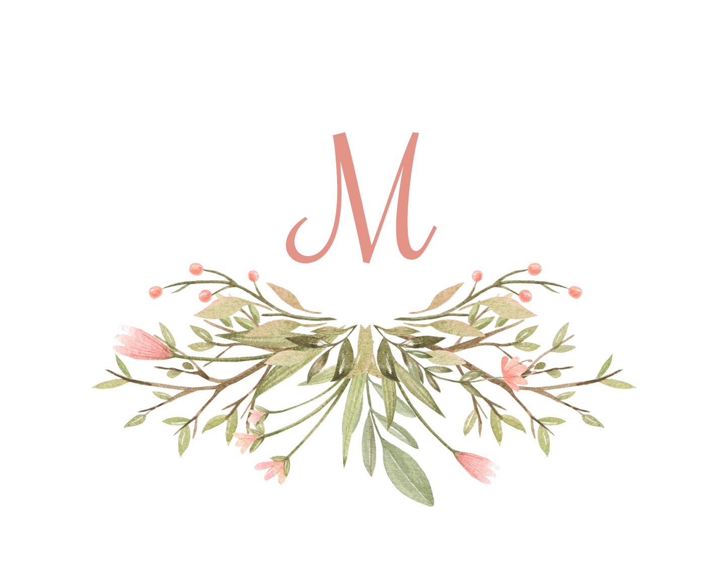 Floral Swag Monogram Note Cards