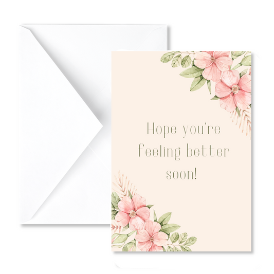 Watercolor Floral Corners Get Well Card