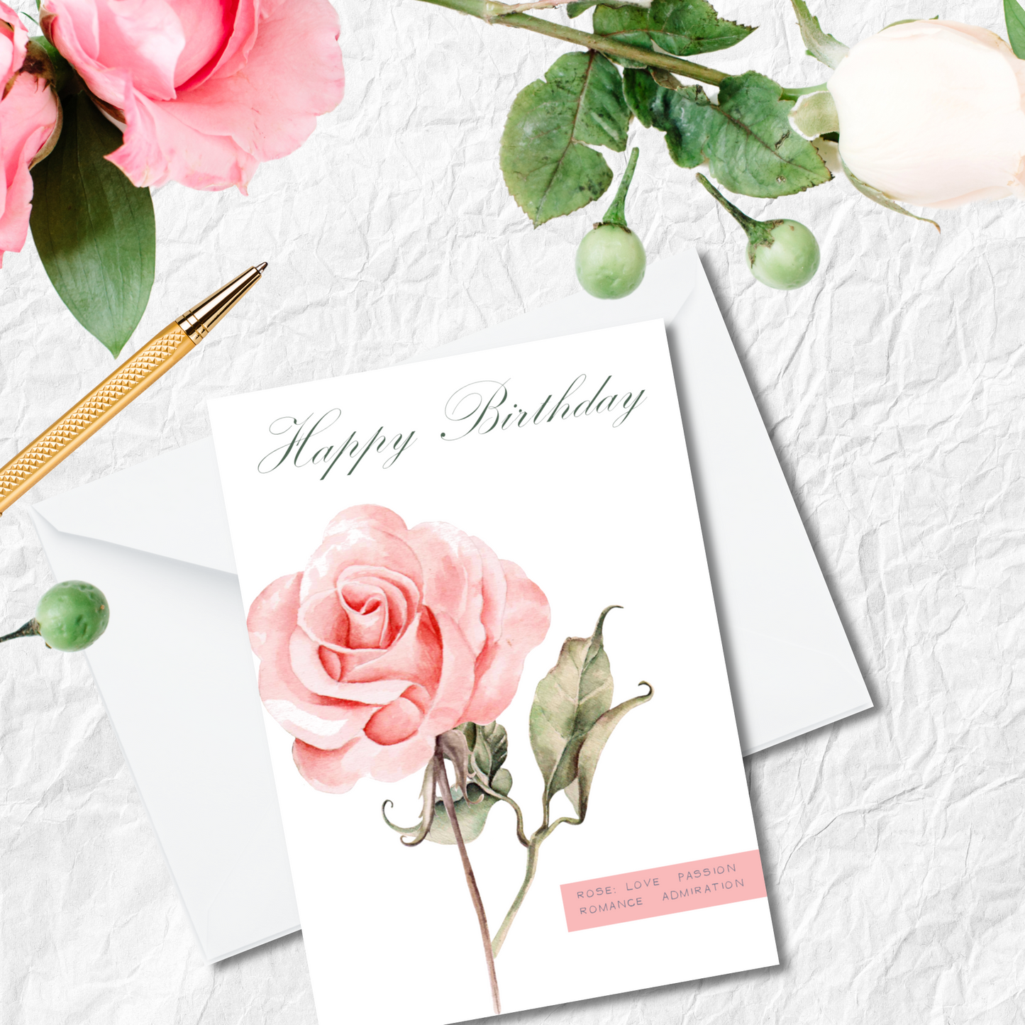 June Birth Flower Birthday Card