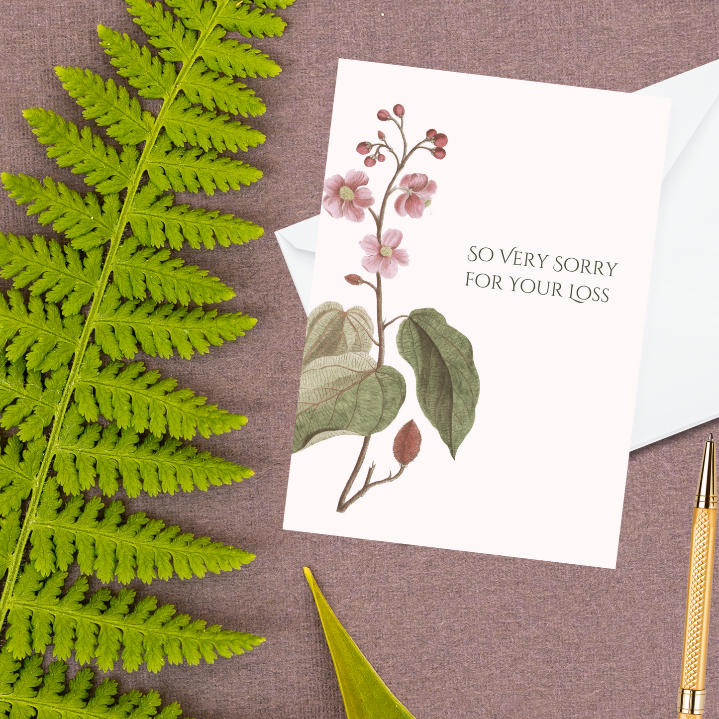 Plum Floral Sympathy Card