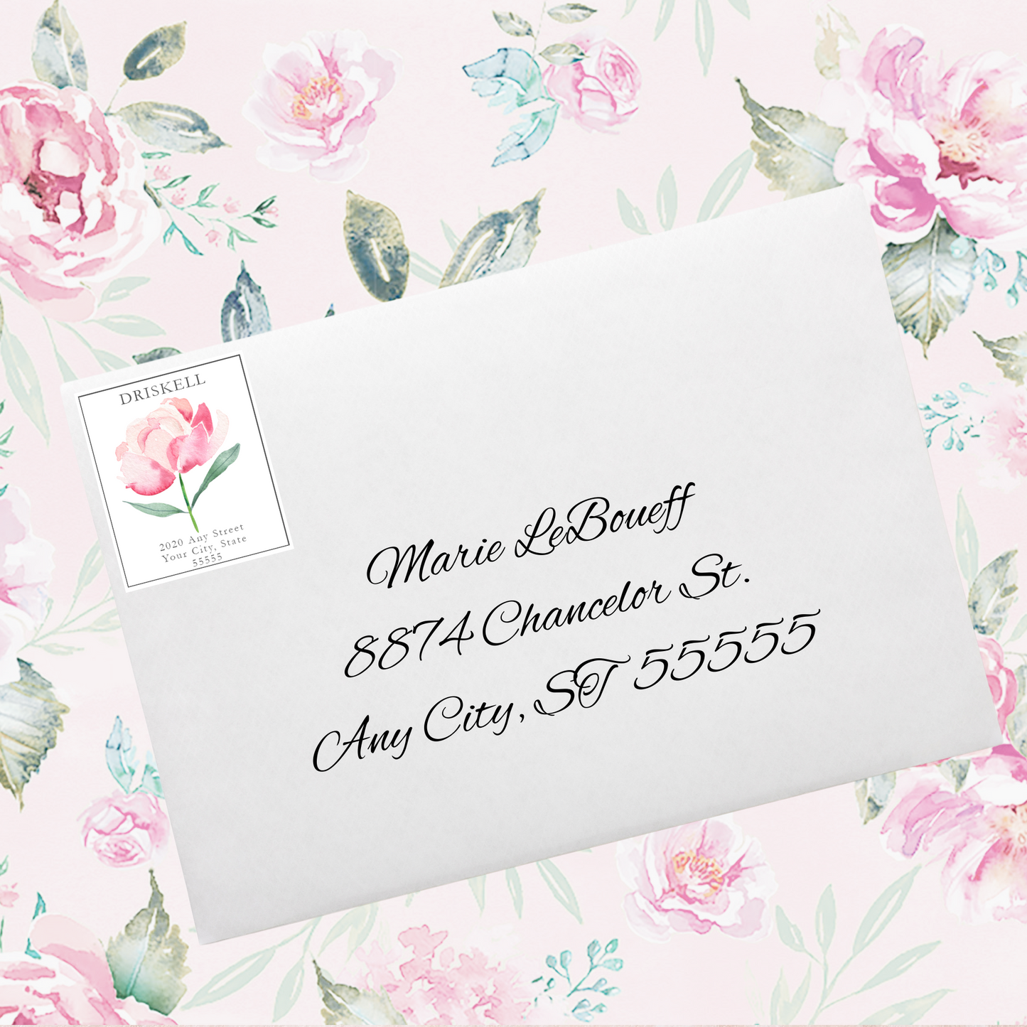 Rose in Bloom Printed Return Address Labels