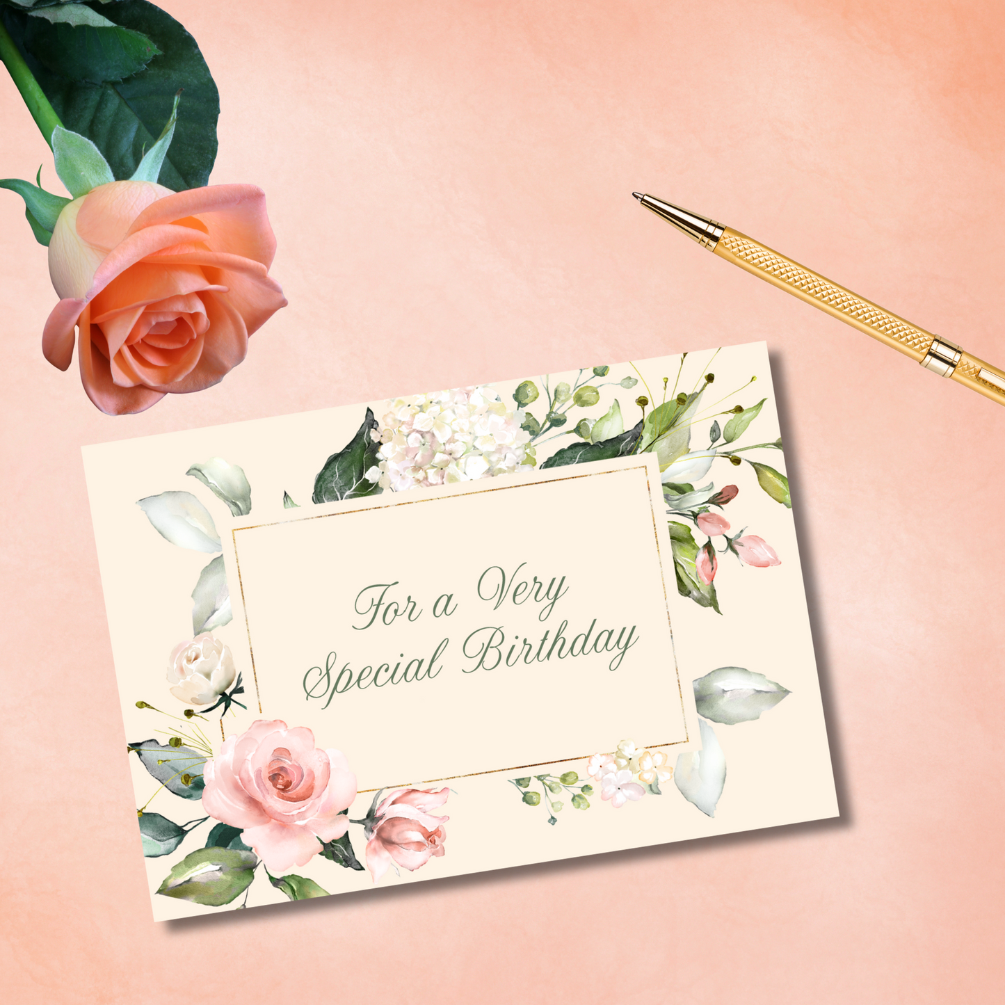 Rose Frame Birthday Greeting Card