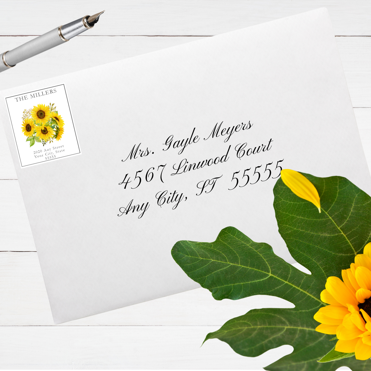 Bold Yellow Sunflower Printed Return Address Label