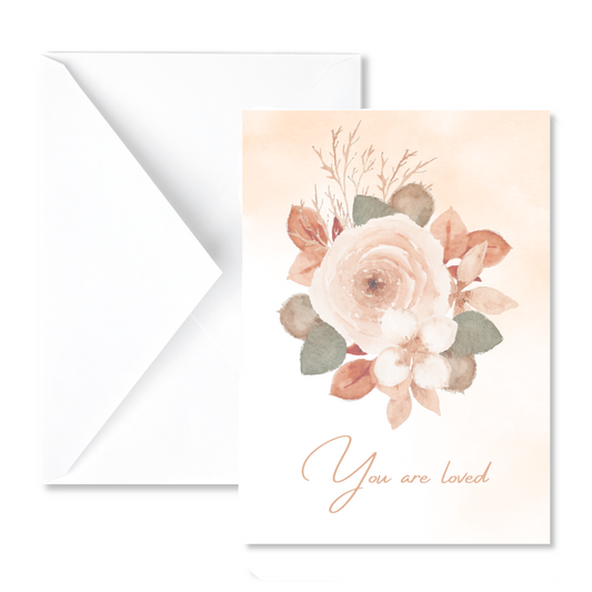 Peach Watercolor Floral You are Loved Greeting Card