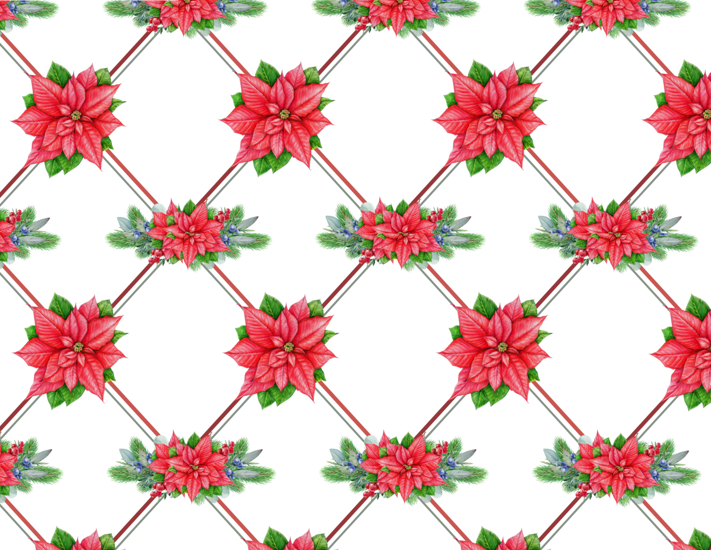 Poinsettia Trellis Pattern Holiday Note Cards