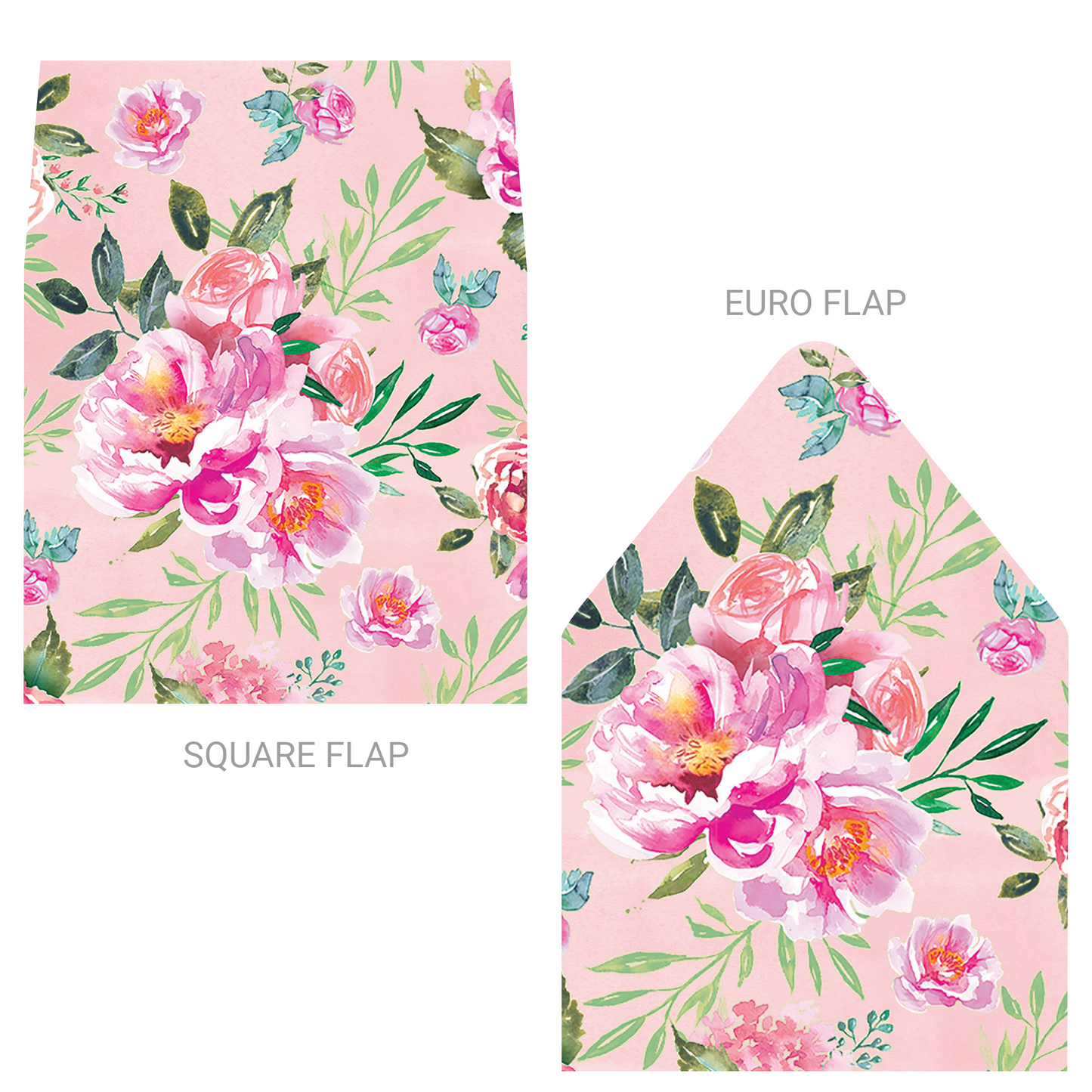 Printed Watercolor Pink Roses Patterned Envelope Liners