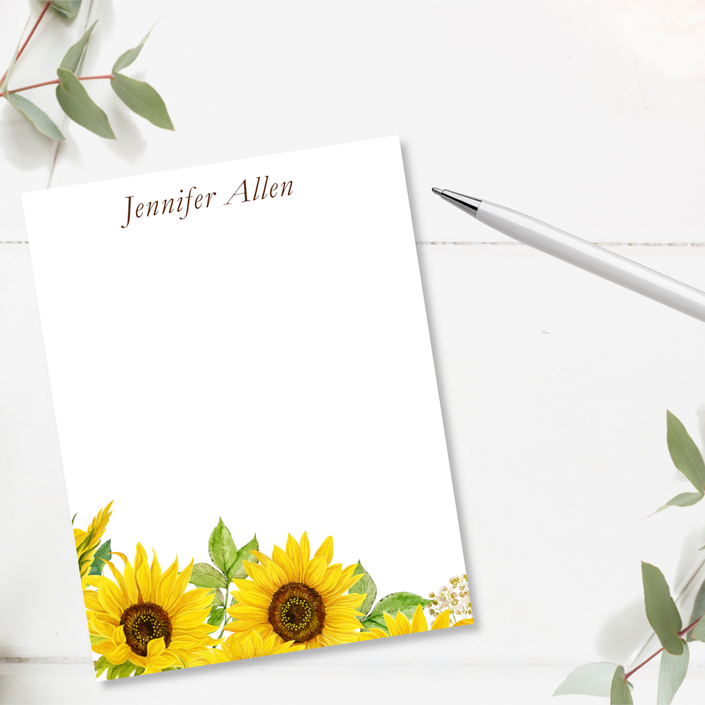 Bold Sunflower Personalized Notepad  | 50 Sheets