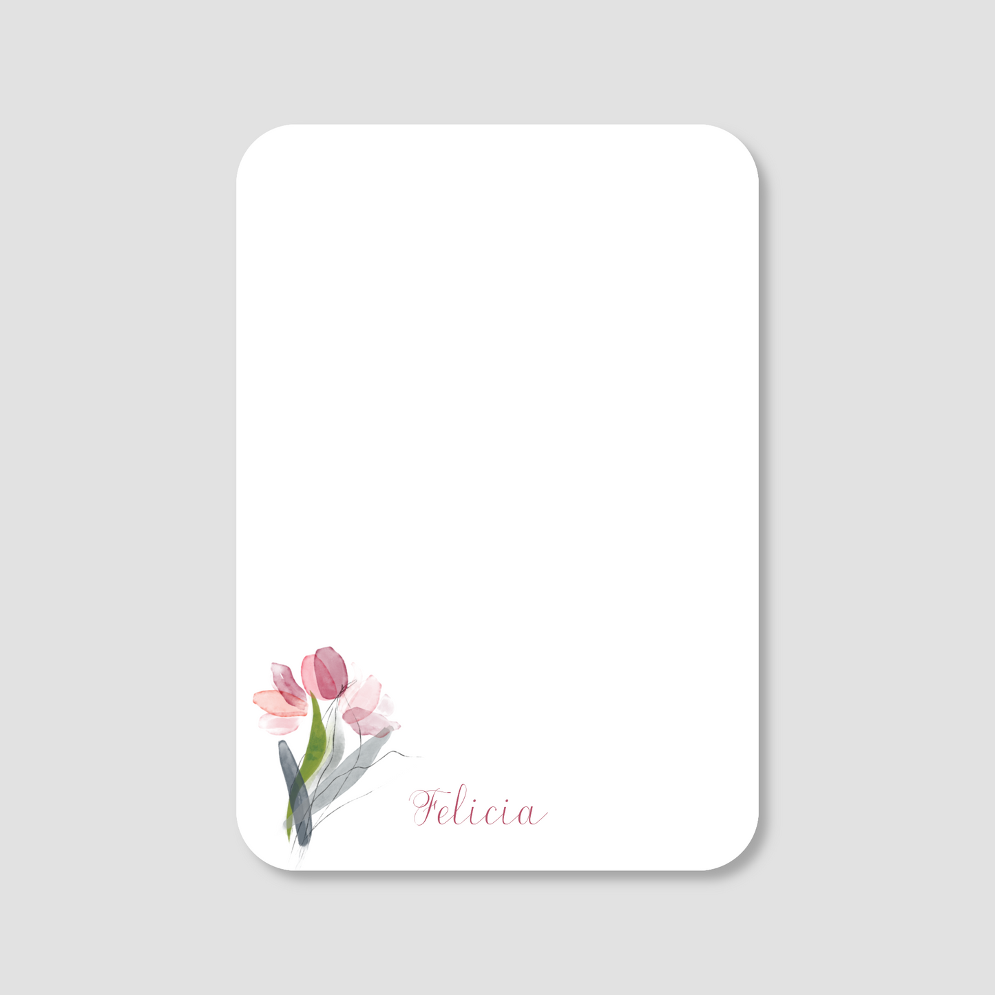 Tulip Line Art Flat Mini Note Cards