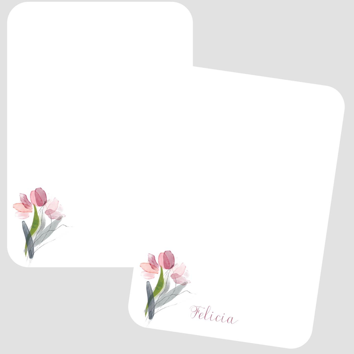 Tulip Line Art Flat Mini Note Cards