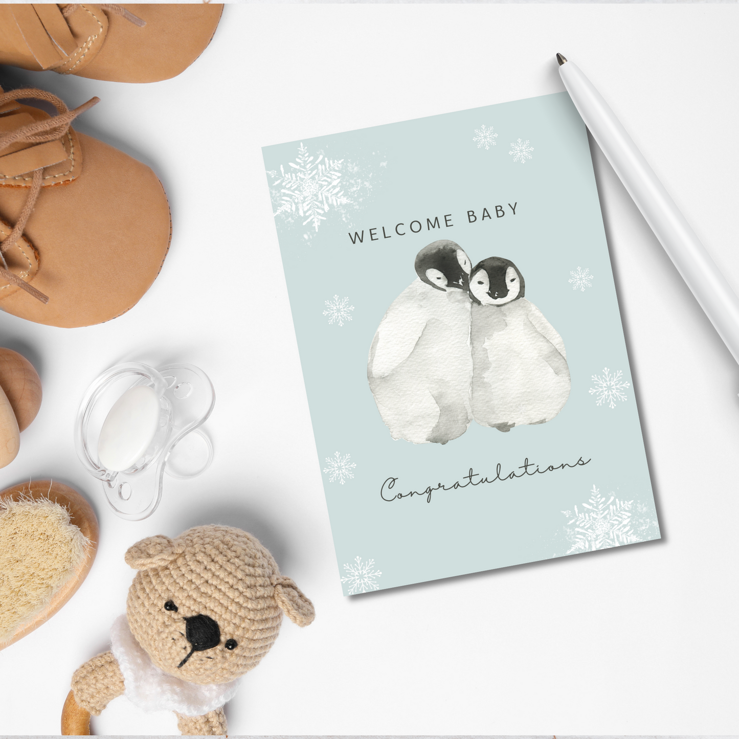 Penguin Parents New Baby Congratulations Greeting Card