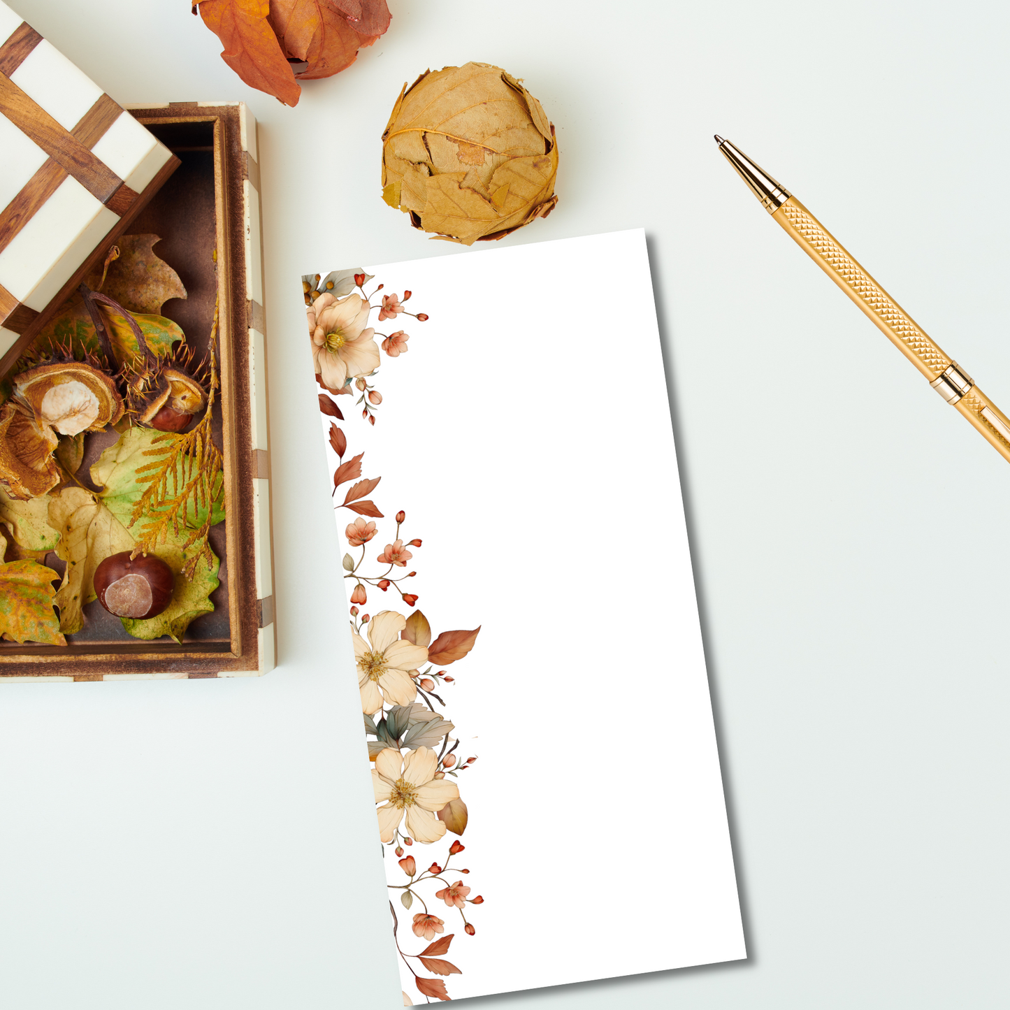 Autumn Floral Border Long Note Pad