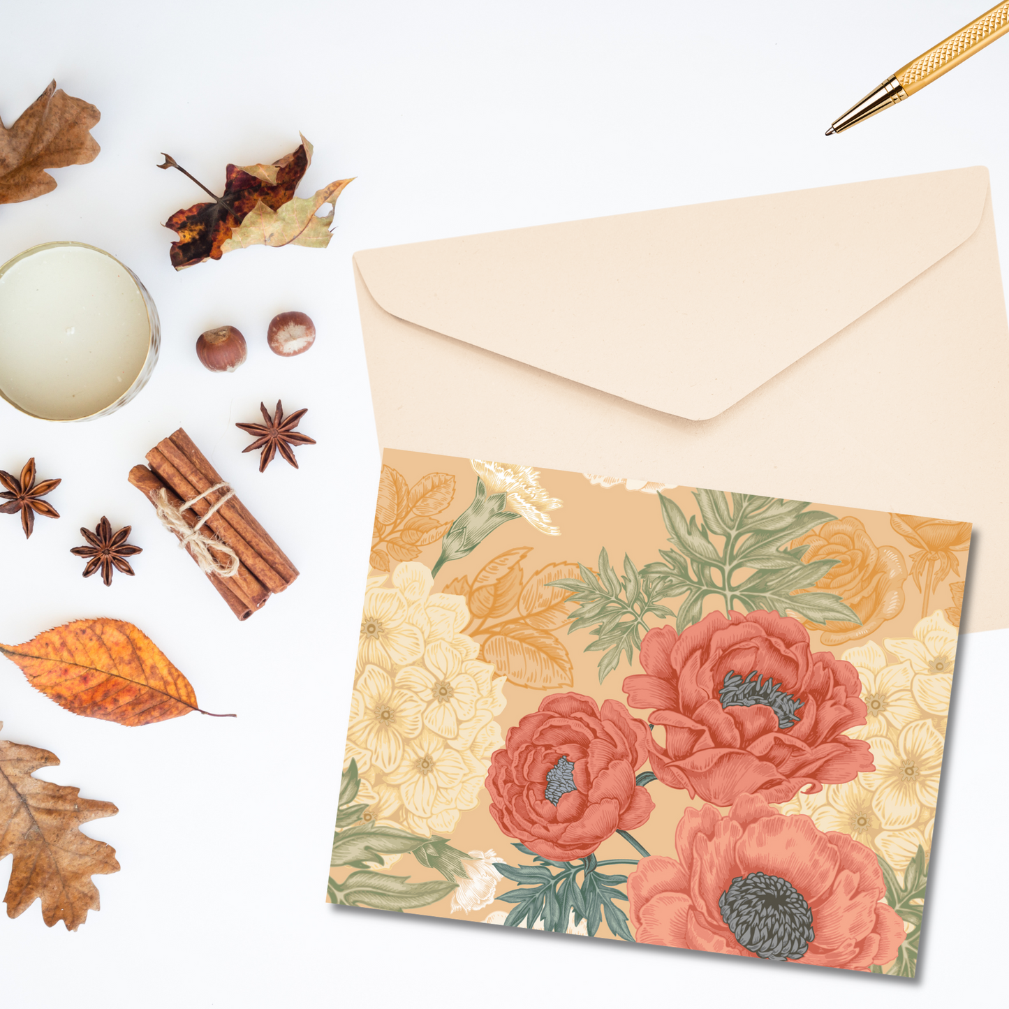 Bold Autumn Floral Note Cards