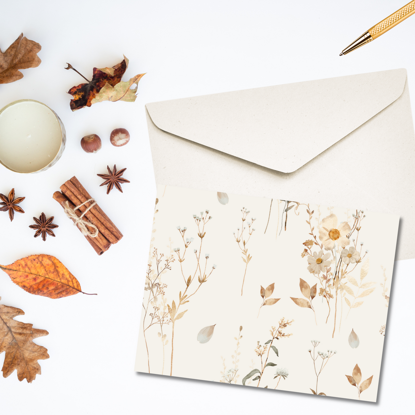 Fall Wildflowers Pattern Note Cards