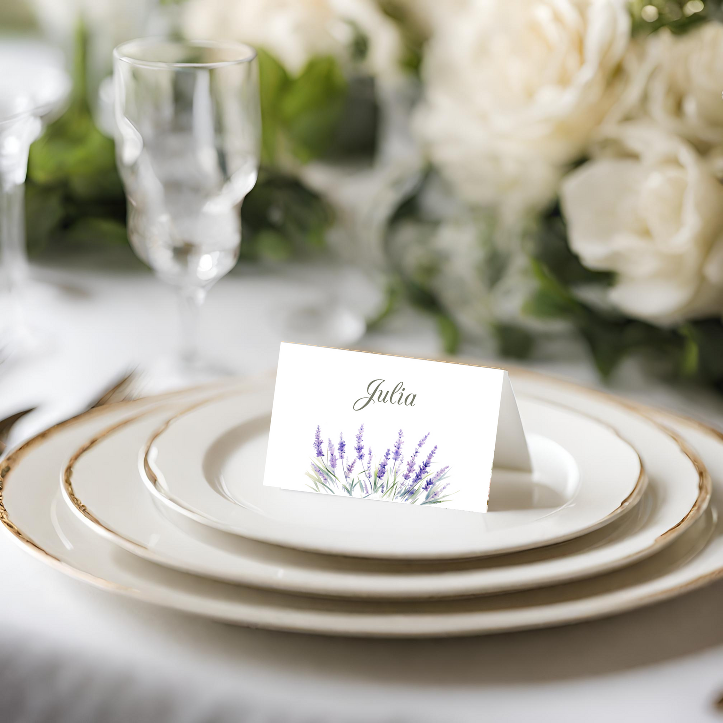 Lavender Spray Printed Place Cards