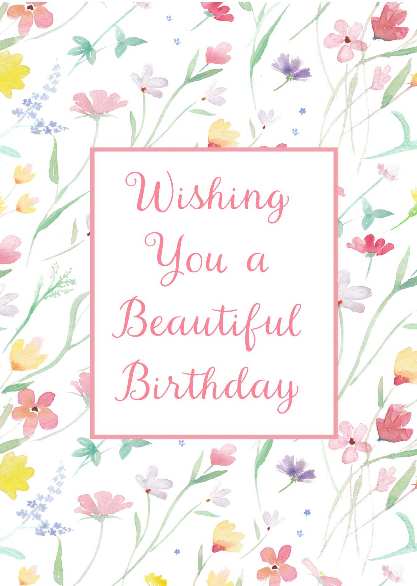 Wildflower Meadow Watercolor Birthday Greeting Card | Envelope Included