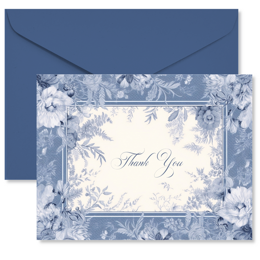 Blue Toile Pattern Note Cards