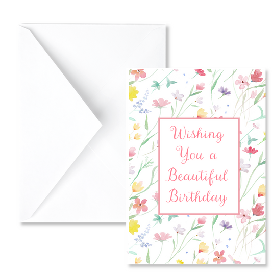 Wildflower Meadow Watercolor Birthday Greeting Card | Envelope Included