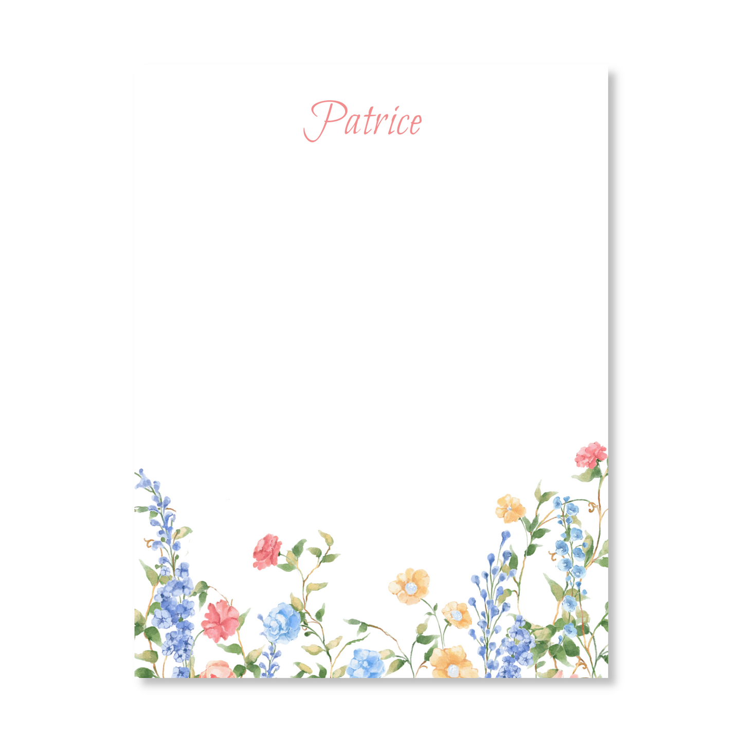 Wildflower Floral Personalized Notepad  | 50 Sheets