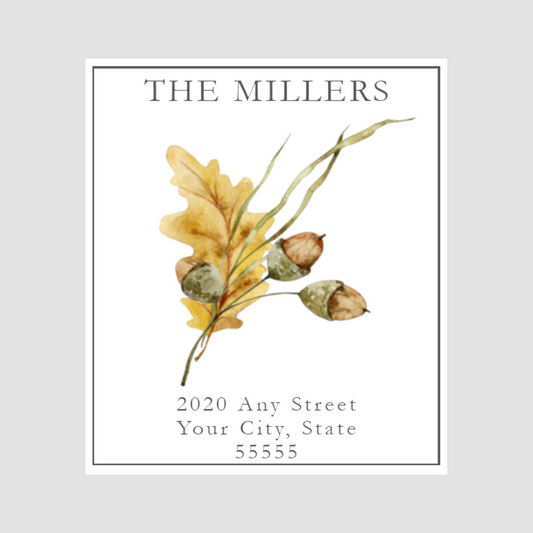 Watercolor Acorn Printed Return Address Labels