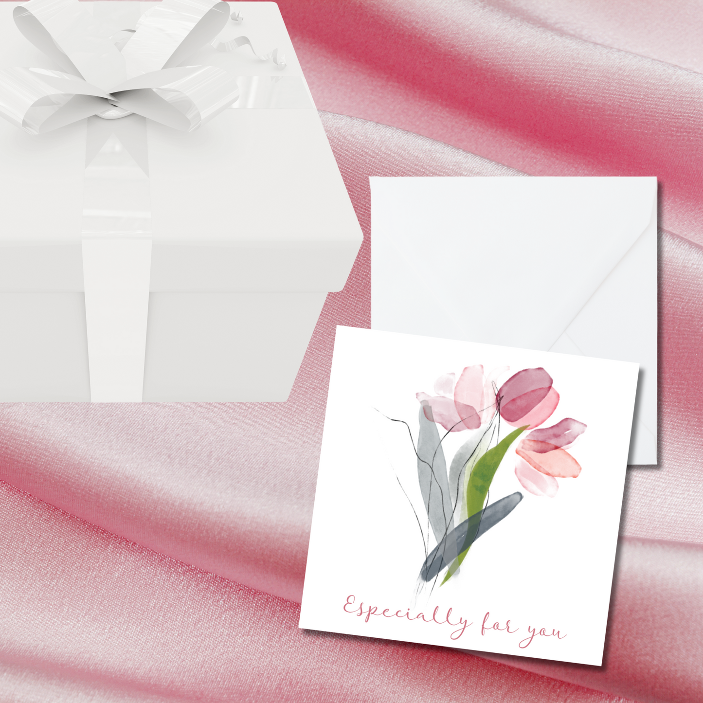 Line Art Tulip Gift Enclosure Card