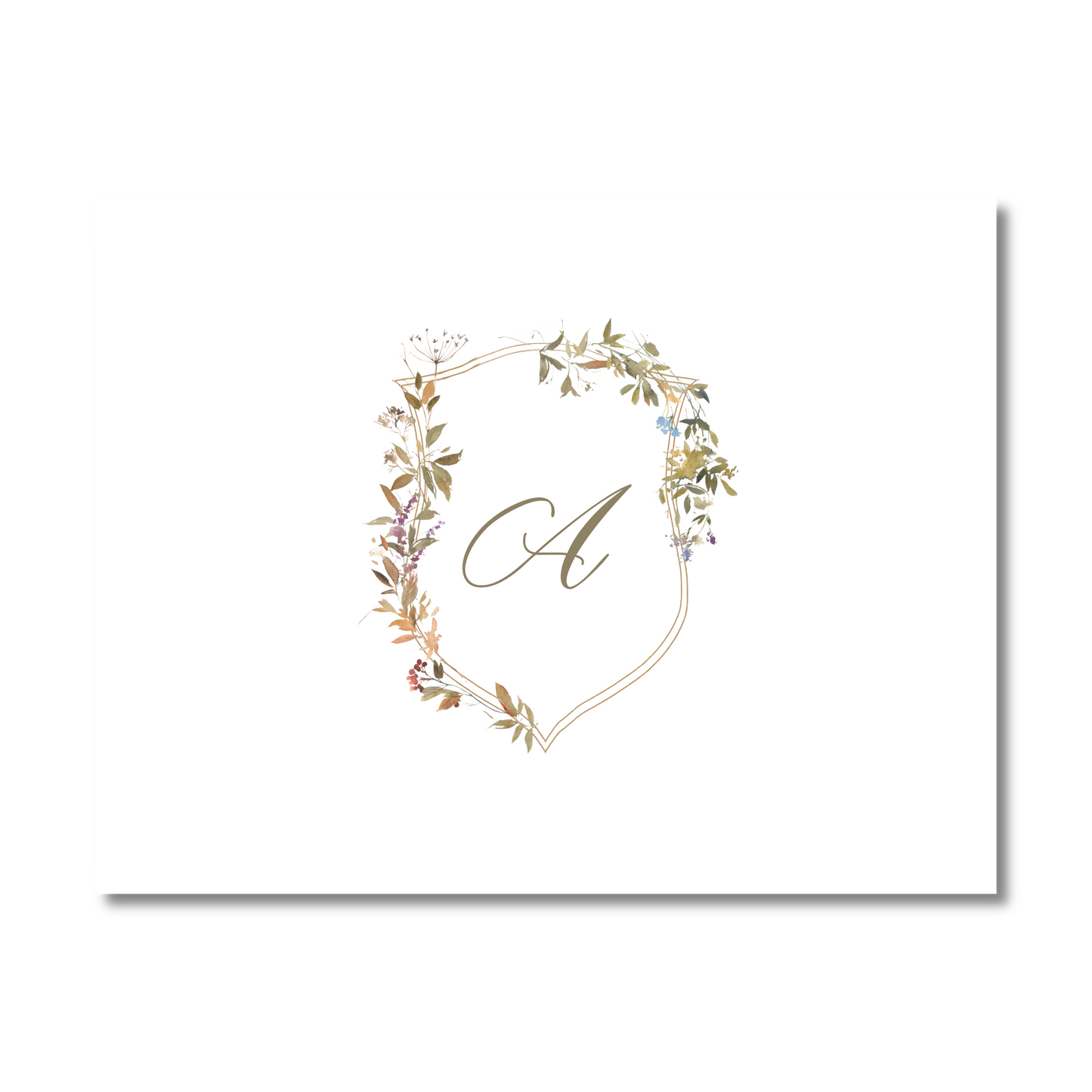 Autumn Floral Crest Monogrammed Note