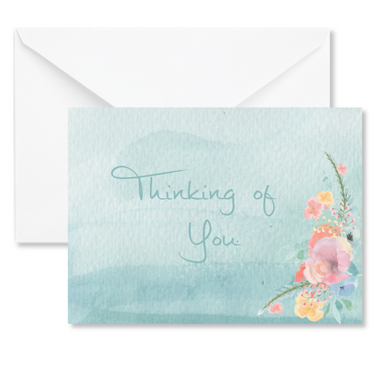 Watercolor Aqua Thinking of You Greeting Card