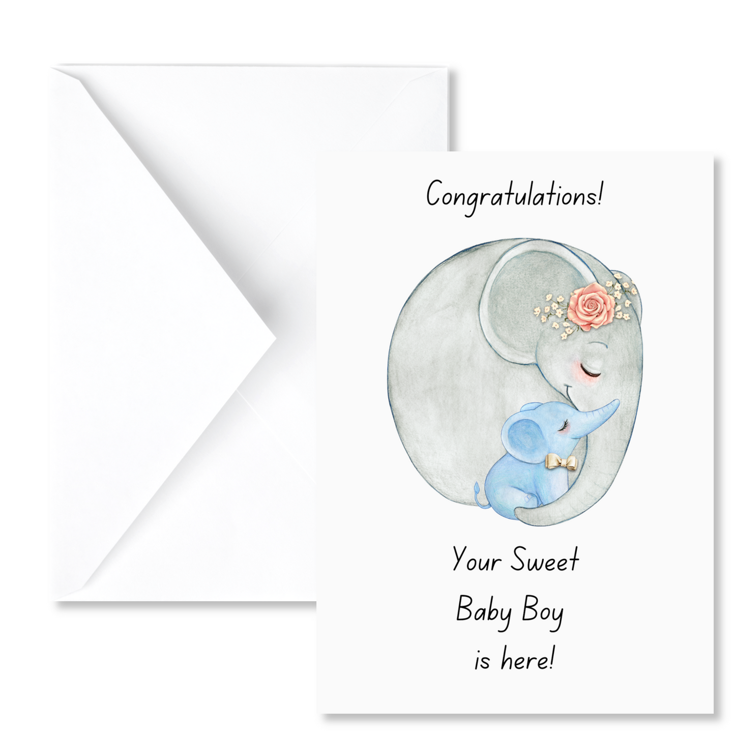 Mama Elephant and Baby Congratulations Card