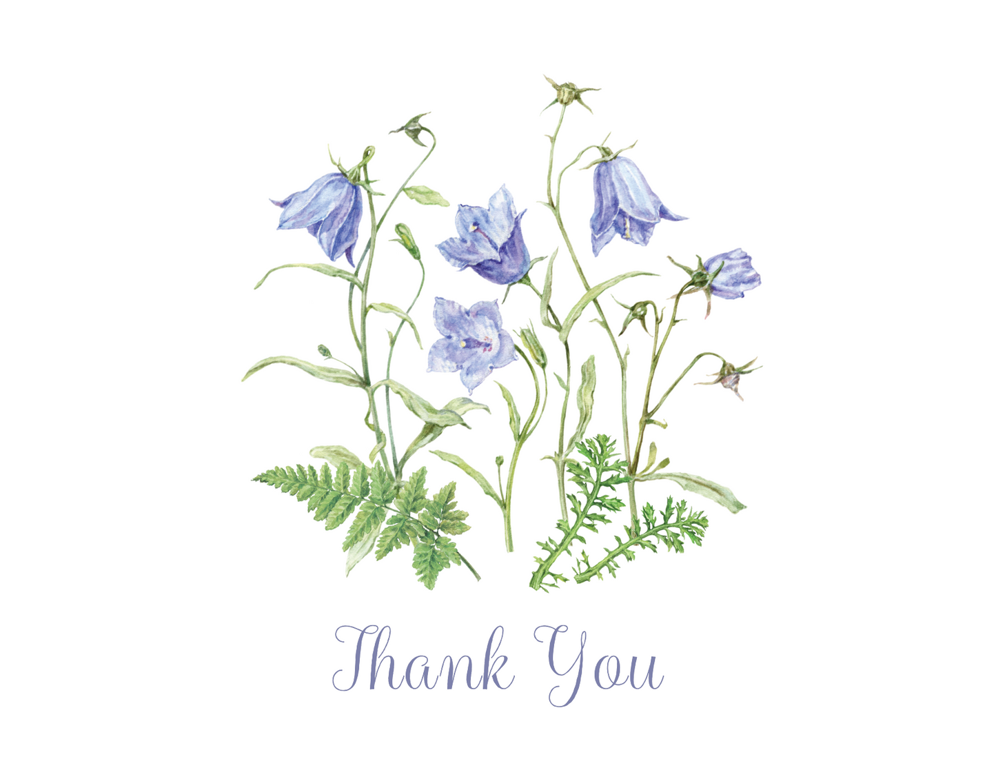 Watercolor Bellflower Personalized Thank You Note Cards