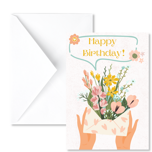 Floral Envelope Birthday Greeting Card