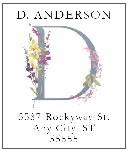 Floral Initial Return Address Labels